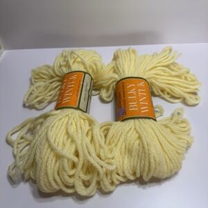 Lot 2 Vtg Jack Frost Bulky Wintuk Yarn Skeins Buttercup Yellow DuPont Orlon 2 Oz